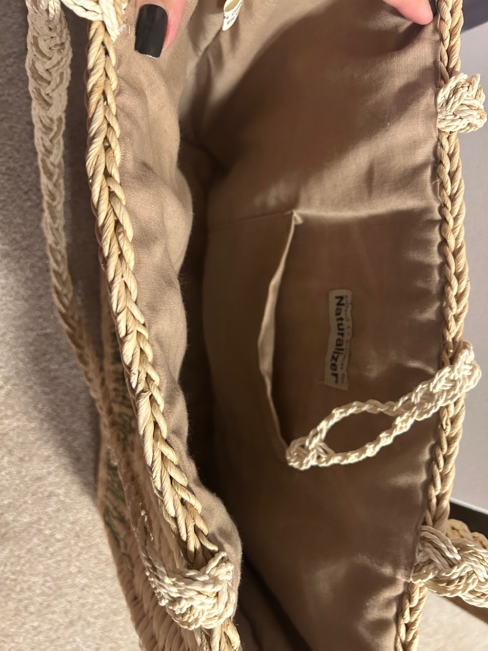 Naturalizer Natural Straw Tote with Floral Embroidery - Picture 3 of 3